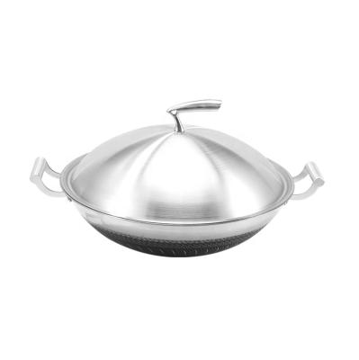 China Sustainable Wholesale 3 Ply Double Side Stainless Steel Nonstick Wok Pan for sale