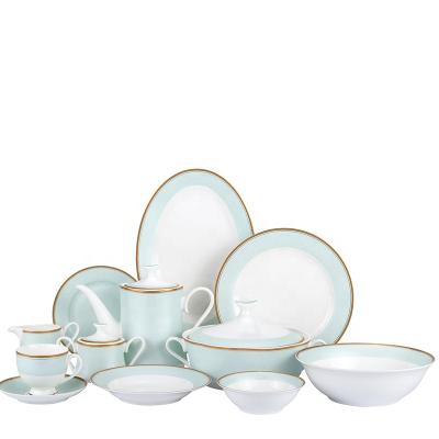 China New Design 61pcs Bone China Disposable Luxury Royal Dinnerware Set Round Shape for sale