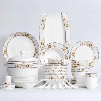 China Sustainable Floral Bone China Dinnerware Set OEM Customized Dreamlike Fine Bone China Dinnerware Set for sale