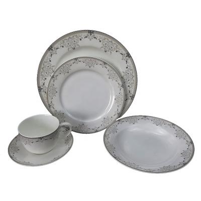 China Sustainable Home Trends 20 Pcs Bone China Dishwasher Safe Porcelain Dinnerware Set Service For 4 for sale