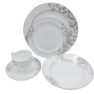 China Sustainable New 20 Pcs Bone China Dinnerware Set Luxury Design Porcelain Sets for sale