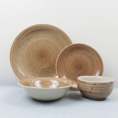 China Hot Sale Color Sustainable Glaze Stoneware 24 Pieces Ceramic Dinnerware Dinnerware Sets for sale