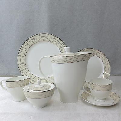 China Custom Vintage Bone China Tea Set 24 Pcs Porcelain Teapot Cup And Saucer Pakistan Teacup Set for sale