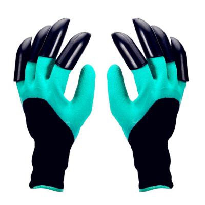 China 2021 High Quality Comfortable Cute Home Men Work Waterproof Green Polyester Garden Gloves With Claws for sale