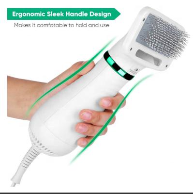 China 2021 New Design Pet Grooming Brush Dog Hair Dryer Viable Adjustable Temperatures 2 In 1 Pet Brush Dryer for sale