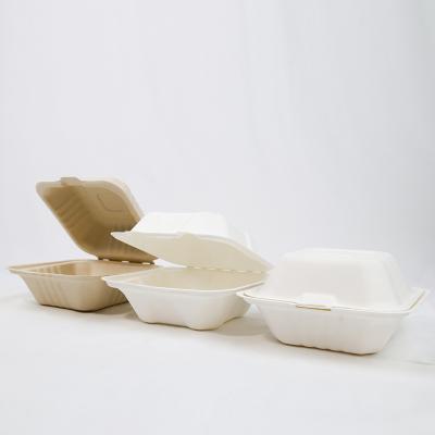 China Biodegradable Custom Fast Food Container Cheap Price Bagasse Burger Packaging Sugar Cane Hamburger Box for sale