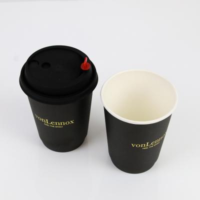 China New Design Disposable Coffee Cups Biodegradable Silk Screen Printed Paper Coffee Cups for sale