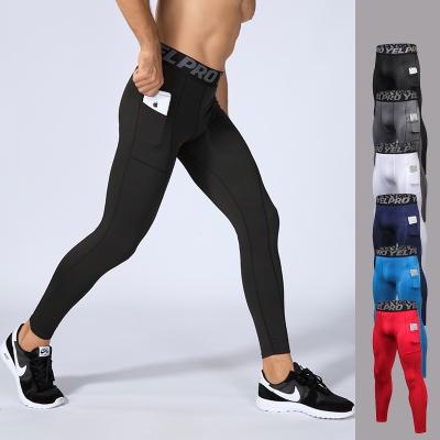 China Sustainable Compression Sports Gym Running Gaiters With Phone Pocket Training Mens Tight Pants for sale