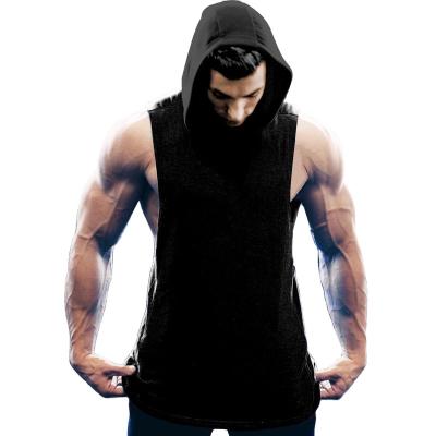 China Wholesale Custom Solid Comfortable Men's Fitness Workout Gym Anti-wrinkle Cotton Sleeveless Hoodies for sale