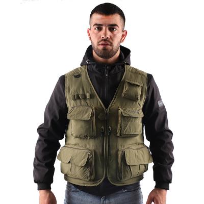 China Men's Windproof Vest Winter Warm Fishing Thick Fleece Striped Outdoor Photographer Sleeveless Jacket Coat Reporter Multi-pockets for sale