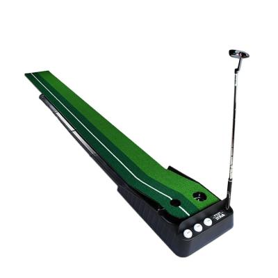 China Durable Indoor Slope Adjustable Plastic Golf Putting Mat Auto Return System Golf Ball Training Kick Putting Mat for sale