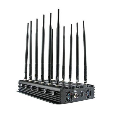 China Mobile Phone Signal Jammer 5G jammer WiFi / GPS Jammer, VHF / UHF/ 4G Jammer 12 Bands with Car Charger for sale