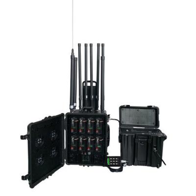 Cina Man Pack VHF UHF Mobile Phone Signal Jammer/WiFi/GPS L1,130W Max 5 bande,1-2 ore Batteria integrata in vendita