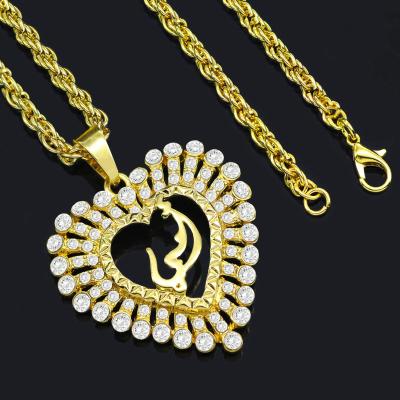 China Hot Selling Micro Pendants Necklace Middle East Arab Jewelry Zircon Peach Heart Necklace Women for sale