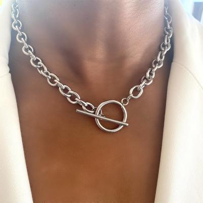 China Simple Wholesale 18k Gold Plated Simple Initial Women Chain Link Lock Chain Pendant 925 Necklace for sale