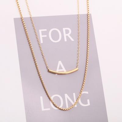 China 2022 simple new hot sale product simple gold tube double layer gold necklace with pendant design for women for sale