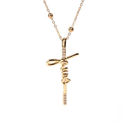 China Hot Sale New Hip Hop Personality Women's Cross Necklace Stainless Steel Pendants Cross Necklace for sale