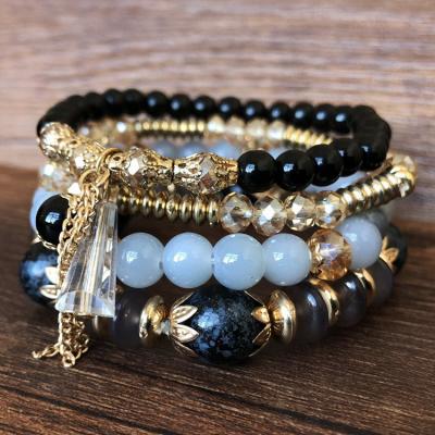 China Exotic Bohemian Style Customized Bracelets Set Multi Layer Bead BOHEMIA 4pcs Crystal Bracelets Style Bracelets for sale