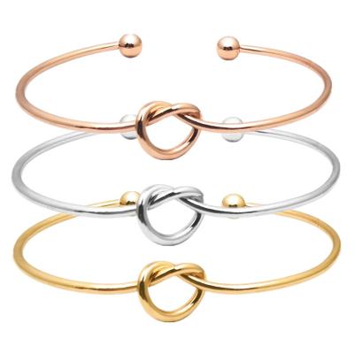 China Stainless Steel DIY Heart Women Metal Open Link The Knot Cuff Bracelet Women for sale