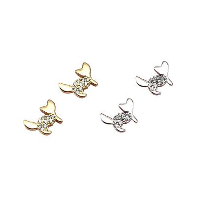 China FASHIONABLE Kitty Accessories Jewelry Cubic Zirconia hot cute cat hello products sale sterling silver animal earring for sale