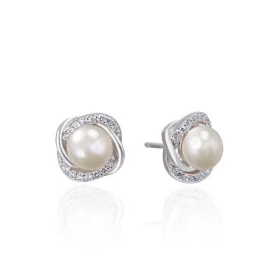 China New FASHIONABLE Simple Baroque Crystal Pearl Twisted Stud Earring 925 Sterling Sterling for sale