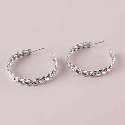 China High Quality New Europe and America Fashion Vintage 2021 C Trendy Geometric Shape Alloy Circle Sliver Stud Earrings For Women for sale