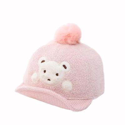 China Winter Knitted Baby Boy Hat Newborn Baby Girl Checked Warm Hat for Infant Beanie Hat Beanie Bear Toddler Kids Pompom for sale