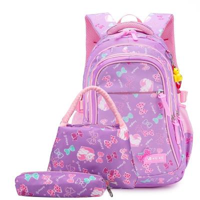 China Cartoon Backpack Kids School Bag Durable Lightweight Pink Nylon Set for sale