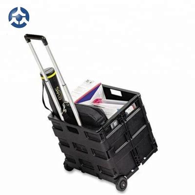 China Portable Plastic Folding Easy Folding Utility Rolling Carry Cart On Wheels For Storage Shopping for sale