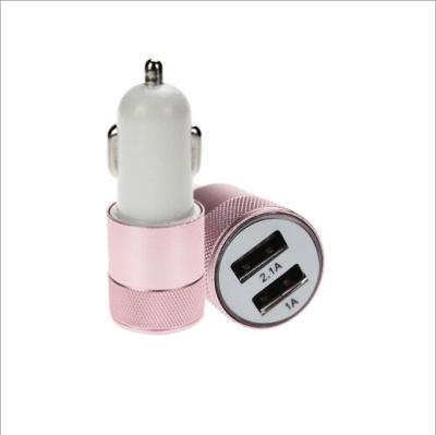 China Wholesale Mobile Phone Aluminum Alloy 5V 2.1A Dual USB Car Charger For Mobile Phone Tablet for sale