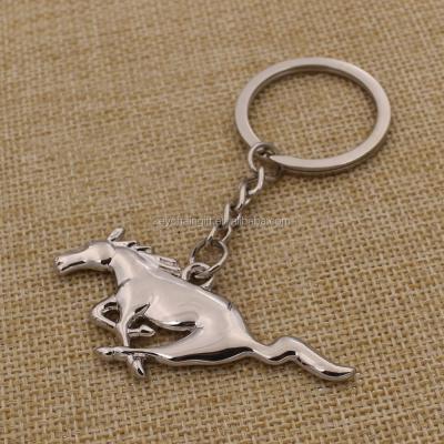 China Custom 3D Metal Promotional Pony Chrome Mustang Keychain for sale