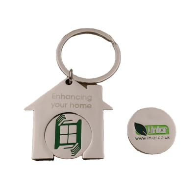 China Promotion Gift Good Quality Metal Home Keychain Trolley Coin Key Chain With Custom Logo for sale