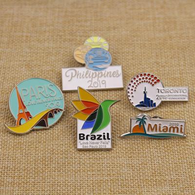 China Europe Good Quality Silver Enamel Pins Zhongshan City Theme Paris Badges Custom for sale