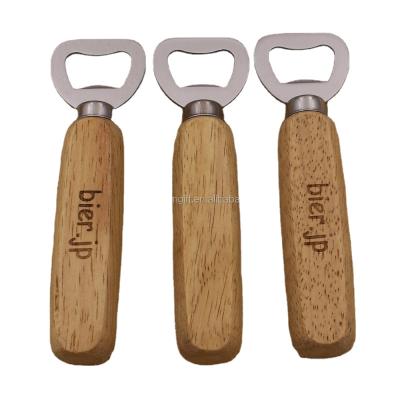 China Sustainable Wooden Handle Bottle Opener Wooden Bottle Opener With Customized Logo for sale