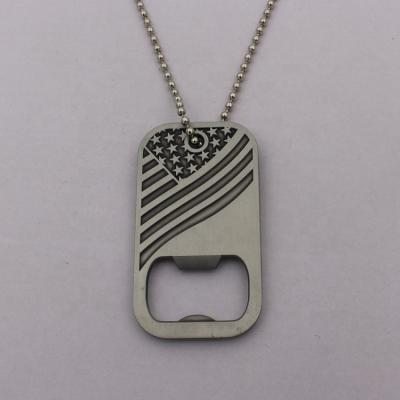 China Europe Wholesale Custom Metal Dog Tag Military Bottle Opener With Ball Chain for sale