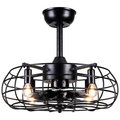 China Retro Industrial Ceiling Fan Light Industrial Fan Lamp Cage Fan for sale