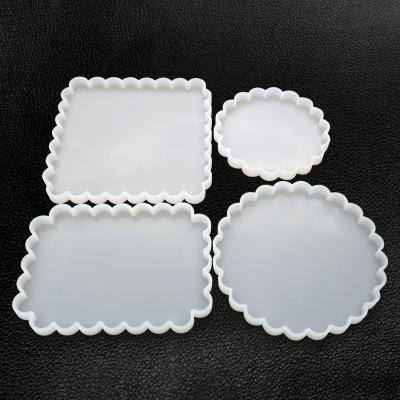 China Diy Table Set Sustainable Epoxy Table Mold Square Wavy Coaster Around Mirror Silicone Handmade Pendant Mold for sale