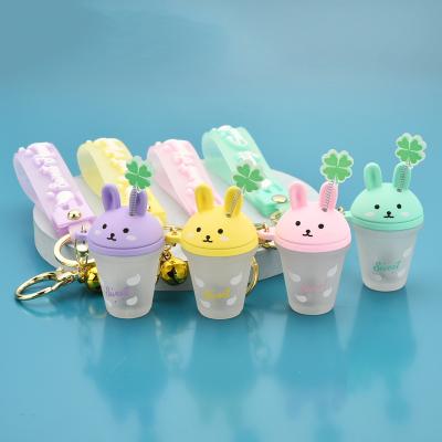 China Creative Rabbit Milk Tea Cup Key Chain Cartoon Rabbit Milk Tea Cup Rabbit Milk Tea Cup Key Chain Ornaments Schoolbag Car Key Chain for sale