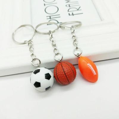 China Soccer Key Chain 2cm Rugby Basketball Football Key Chain PVC Ball Gifts for sale