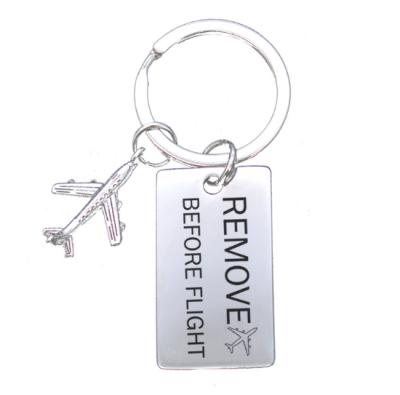 China Remove/Insert Before Flight Remove/Insert Before Flight Aviation Aircraft Stainless Steel Couples Key Chain Key Ring for sale