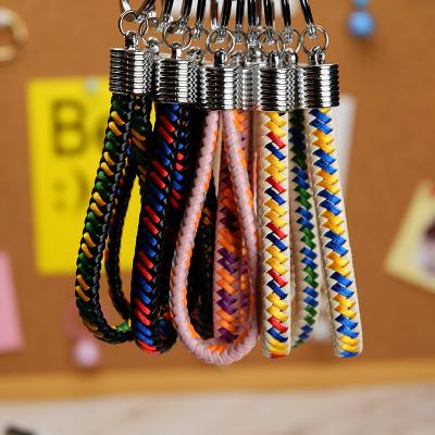 China Creative and Colorful Leather Hand Woven Key Chain Leather Rope Key Chain - Woven Key Chain Car Keyring Lovers Swivels and Women Leather Rope for sale