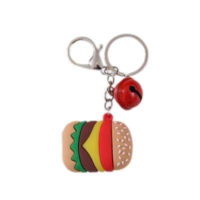 China 3D Fast Food Doll Key Chain Cartoon Avocado Durian Hamburger Keychain Key Chain Pendant for sale