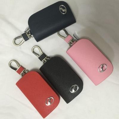 China Main Car Bag Key Chain Manufacturers Selling Car Logo Brand Genuine Leather Car Key Chain Holder Zippered Key Case for sale