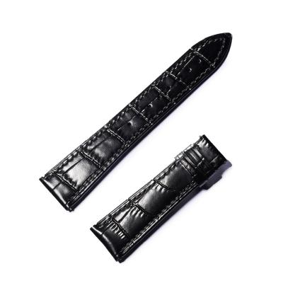 China Tiger Crocodile Pattern Wrist Watch Band Black Brown Genuine Leather Men Watch Strap Leather Reef Watch Strap Accessories RGA1 for sale