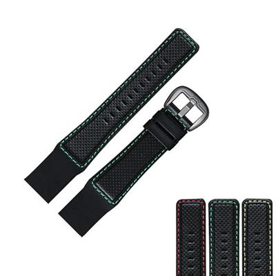 China Tiger Watch Band Gaia 29cm Lightweight Black Leather Watch Strap in Reef Leather with Tang Buckle RGA90S7 for sale