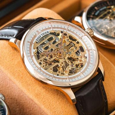 China Automatic Chronograph Reef Tiger/RT Top Brand Watches Luxury Mens Watch Leather Strap Skeleton Watches Mental Clasp RGA1975 New Style for sale