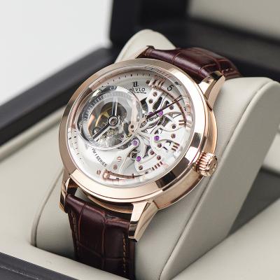 China OBLVLO Men's Casual Watches Skeleton Band Rose Gold Watches Automatic Watches Cowhide Leather Leather Dial for Men Montre Homme VM for sale