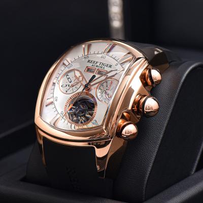 China Automatic Reef Tiger Luxury Sport Watch Men Tourbillon Analog Luminous Date Watches Blue Dial Rose Gold Watch RGA3069 Top Brand for sale