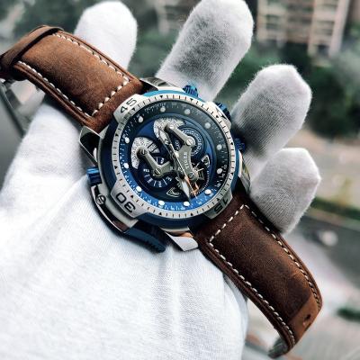 China Tiger Top Brand Luxury Sport Reef Watch Mens Automatic Rubber Strap Rose Gold Military Watches Blue Rubber Strap RGA3503 Water Resistant for sale