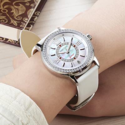 China Reef Tiger Fashion Elegant Watches Water Resistant For Women Ronda 763 Quartz Watch With Diamonds Bezel BROOM Dial Cowhide Leather RGA1563 for sale